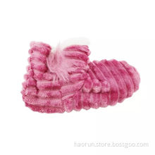 Home Plush Slipper Booties With Rubber Sole